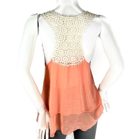 Love J Asymmetrical Crochet Yoke Racerback Top - Picture 2 of 5